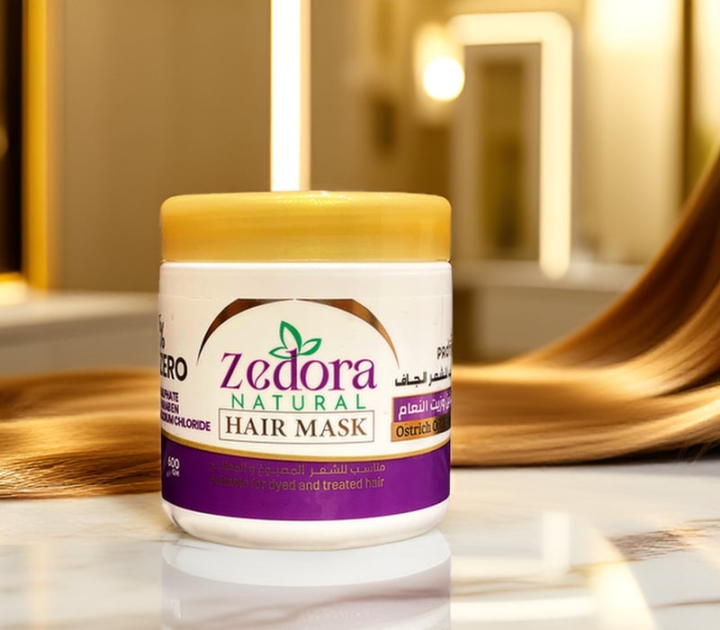 Zedora Treatment Mask for Colored and Treated Hair 600g - Cream Bath with Ostrich Oil and Protein - Deep Moisturizing and Smoothing for Dry and Damaged Hair - Sulfate and Paraben Free. - Image 3