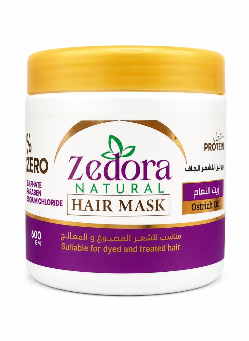Zedora Treatment Mask for Colored and Treated Hair 600g - Cream Bath with Ostrich Oil and Protein - Deep Moisturizing and Smoothing for Dry and Damaged Hair - Sulfate and Paraben Free. - Image 4