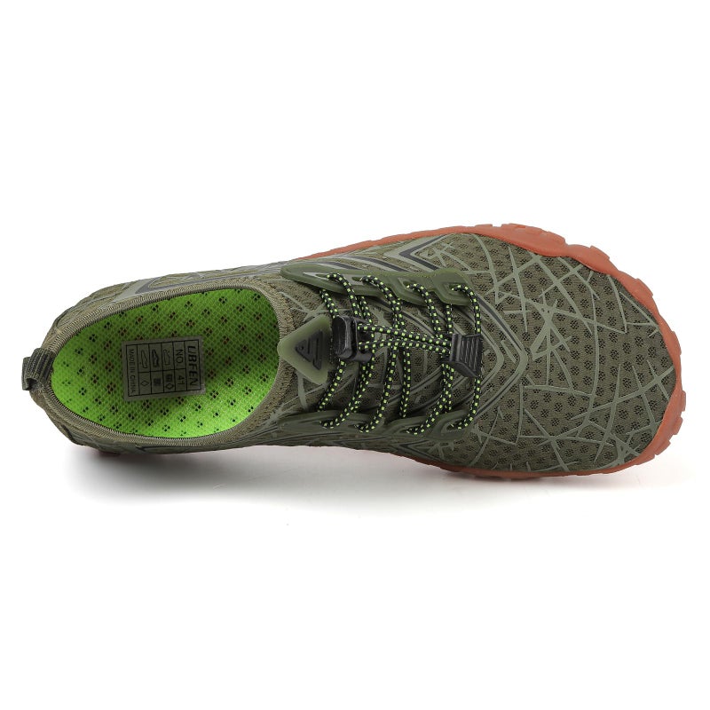 UBFEN Water Shoes Aqua Swim Shoes Mens Womens Beach Sports Quick Dry Barefoot for Boating Fishing Diving Surfing Green Color Size US 15 Women 13 Men - Image 5
