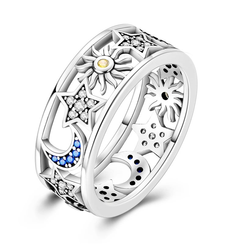 Hapour 925 Sterling Silver Rings for Women Cubic Zirconia Eternity Bands for Women Stackable Vintage Rings Statement Rings - Image 1
