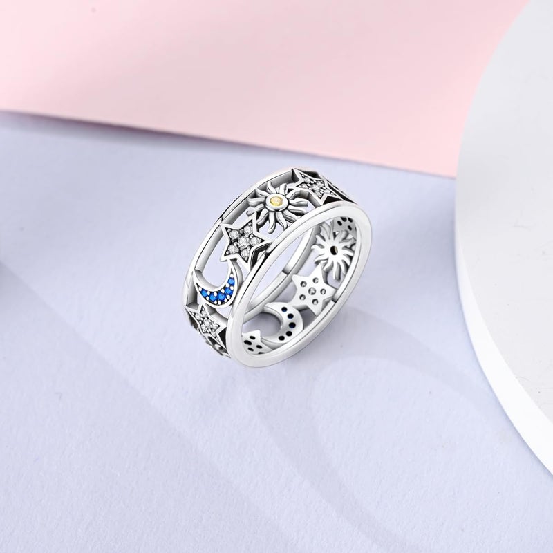 Hapour 925 Sterling Silver Rings for Women Cubic Zirconia Eternity Bands for Women Stackable Vintage Rings Statement Rings - Image 3