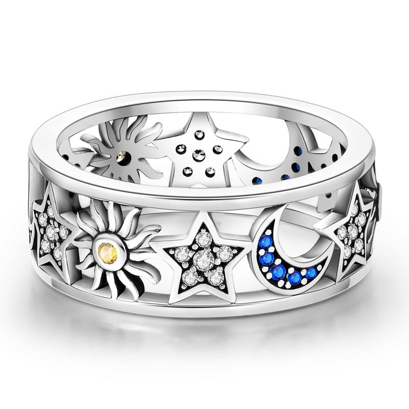 Hapour 925 Sterling Silver Rings for Women Cubic Zirconia Eternity Bands for Women Stackable Vintage Rings Statement Rings - Image 2