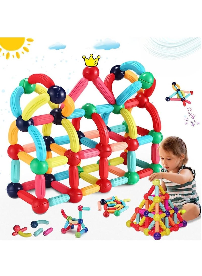 Loquat 42 PCS Magnetic Building Blocks Toy, Stacking Stick Rods and Ball Educational Construction Puzzle for Kids - Image 1