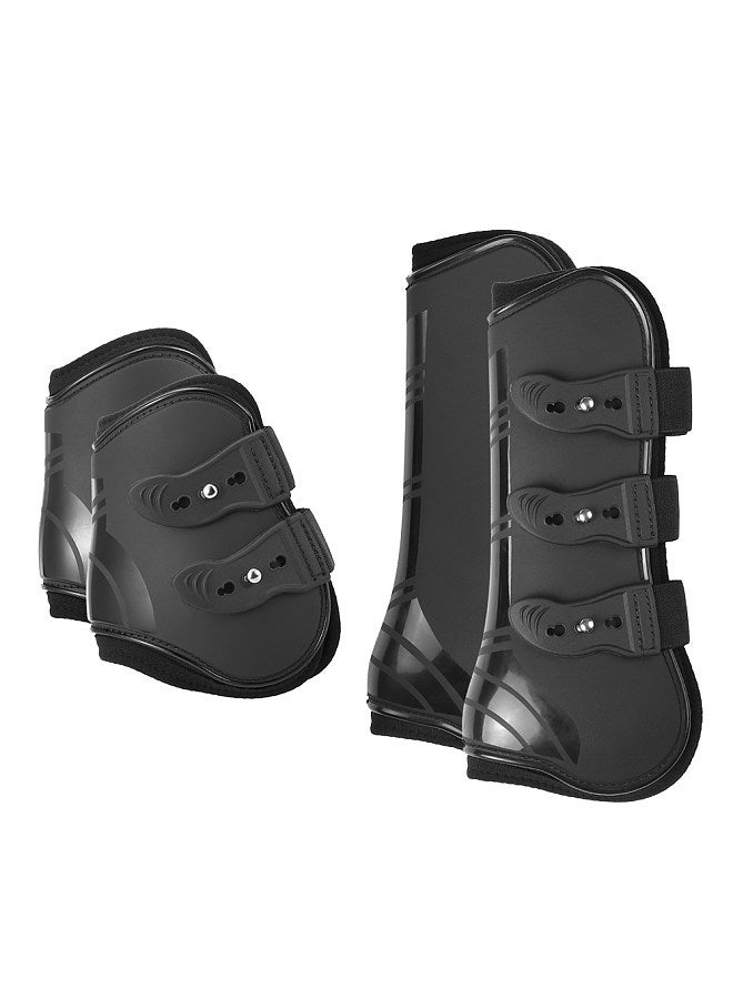 Generic 4 PCS Front Hind Leg Boots Adjustable Horse Leg Boots Equine Front Hind Leg Guard Equestrian Tendon Protection Horse Hock Brace - Image 1