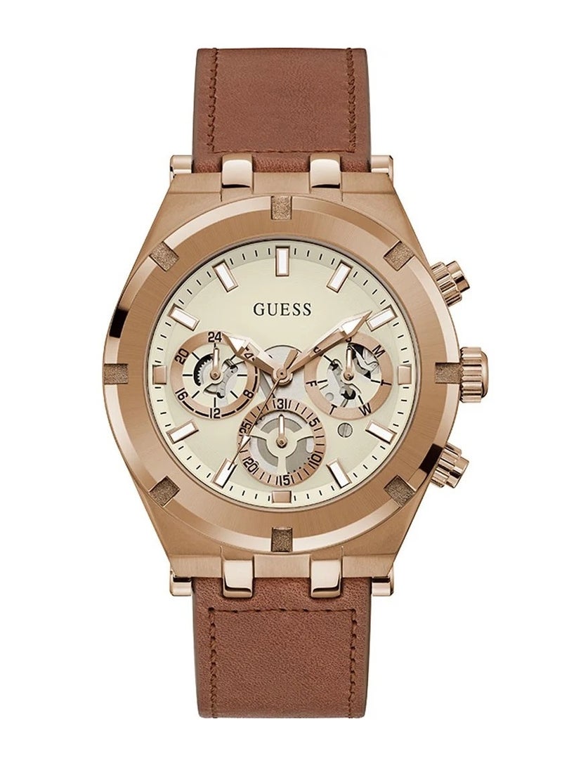 GUESS Men's Analog Leather Wrist Watch - GW0262G3 - 12 mm - Image 1