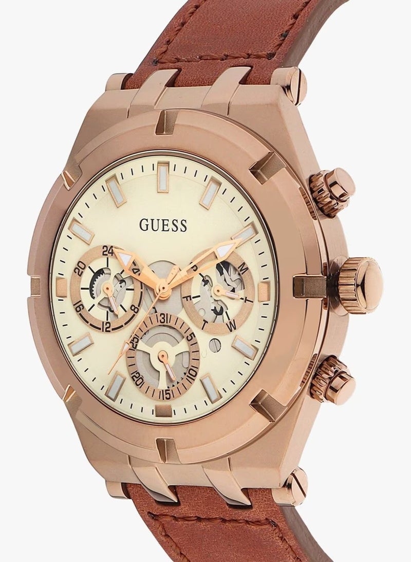 GUESS Men's Analog Leather Wrist Watch - GW0262G3 - 12 mm - Image 3