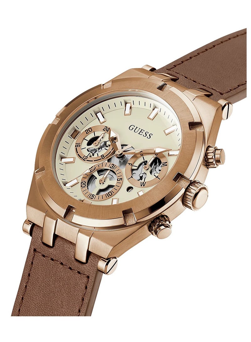 GUESS Men's Analog Leather Wrist Watch - GW0262G3 - 12 mm - Image 2