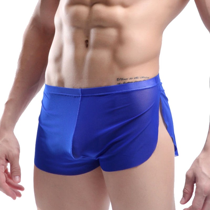 Transparent Ultra-Thin Soft Breathable Men's Briefs Mesh Boxers with Split Design, Casual Home Pants - Image 1