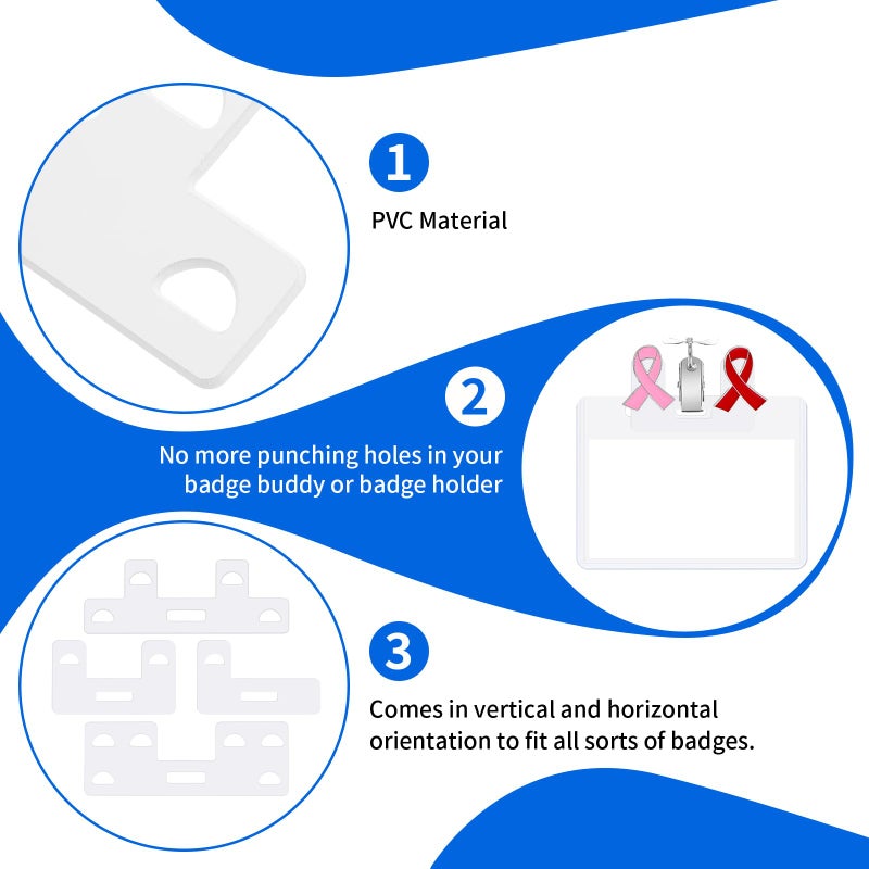 DLUGOPIS 12 Piece Badge Buddy Topper & Pin Holder for Nurse, Doctor, Student & Staff by Specialist ID - Vertical & Horizontal Fit (White) - Image 3