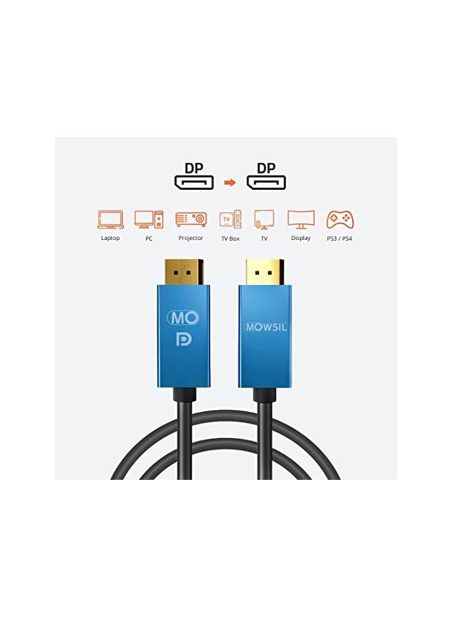 MOWSIL 4K Display Port DP to Display Port DP Cable, 2 Meters Length, Bright Blue - Image 2