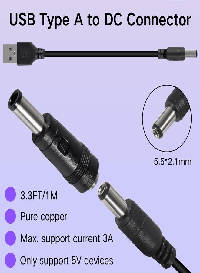 MELIFE كابل طاقة MELIFE USB إلى DC 5V، موصل عالمي DC 5.5x2.1mm مع 20 رأس توصيل، محول USB C إلى DC بطول 3.3 قدم متوافق مع أجهزة 5V يدعم حتى 3A - Image 2