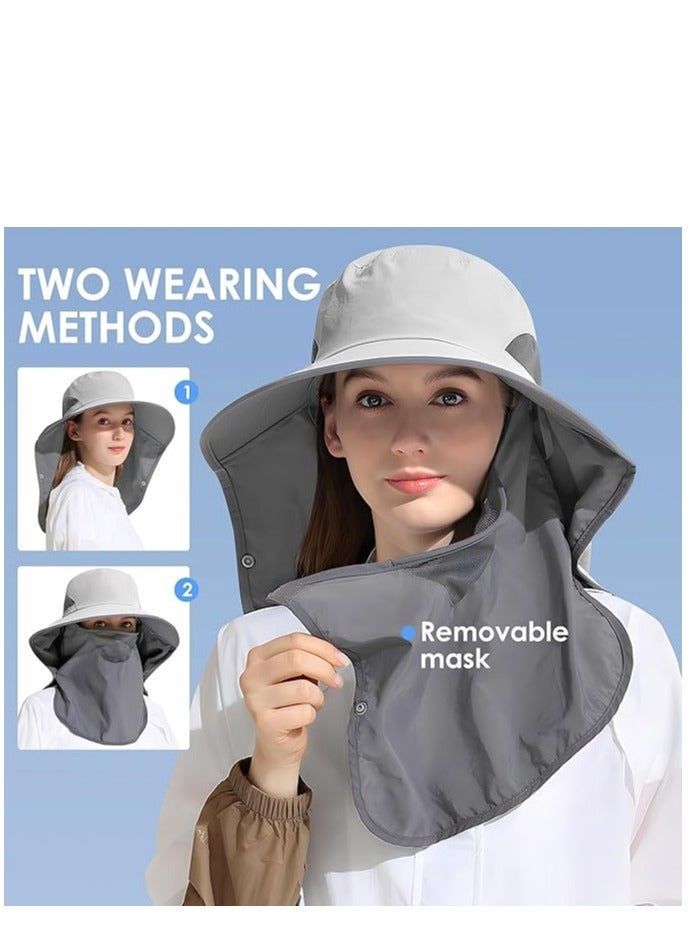 KASTWAVE Outdoor Sun Hat Detachable Neck Face Flap UPF 50+UV Protection Visor Fishing Hats with Neck Flap for Men & Women - Image 2