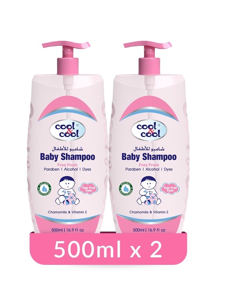 Cool & Cool Baby Shampoo - 500Ml Pack of 2 Tear Free,Alcohol Free,Paraben-Free,Dye Free,Chamomile & Vitamin-E With Extra Mild Formula-1Liter - Image 1