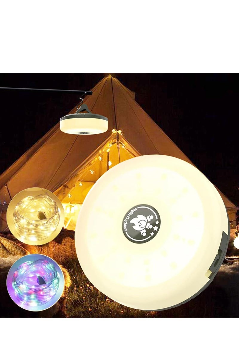 QLIGHT Camping String Lights, 4 in 1 Outdoor Camping Lantern with 8 Lighting Modes(32.8Ft), Quick 30s Recovery, Waterproof, Type-C Fast Charging, Portable Camping Lights for Camping/Yard/Hiking - Image 1