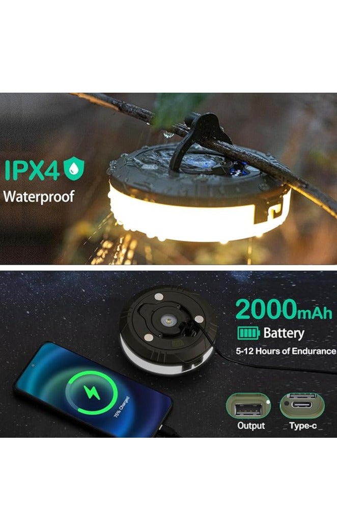 QLIGHT Camping String Lights, 4 in 1 Outdoor Camping Lantern with 8 Lighting Modes(32.8Ft), Quick 30s Recovery, Waterproof, Type-C Fast Charging, Portable Camping Lights for Camping/Yard/Hiking - Image 2