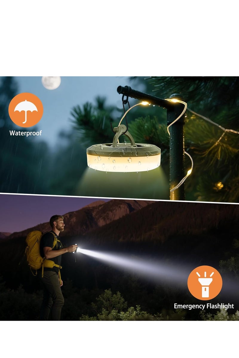 QLIGHT Camping String Lights, 4 in 1 Outdoor Camping Lantern with 8 Lighting Modes(32.8Ft), Quick 30s Recovery, Waterproof, Type-C Fast Charging, Portable Camping Lights for Camping/Yard/Hiking - Image 3