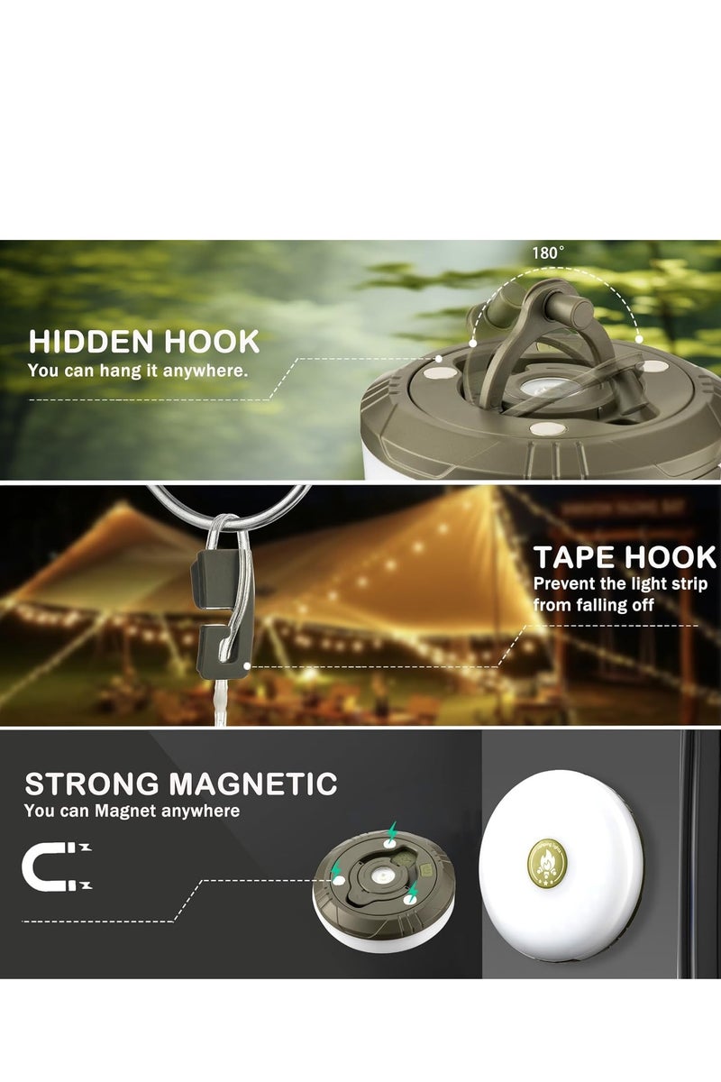 QLIGHT Camping String Lights, 4 in 1 Outdoor Camping Lantern with 8 Lighting Modes(32.8Ft), Quick 30s Recovery, Waterproof, Type-C Fast Charging, Portable Camping Lights for Camping/Yard/Hiking - Image 5