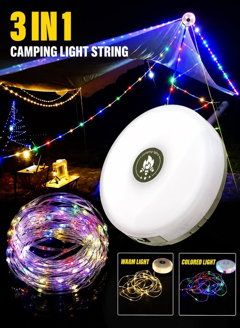 QLIGHT Camping String Lights, 4 in 1 Outdoor Camping Lantern with 8 Lighting Modes(32.8Ft), Quick 30s Recovery, Waterproof, Type-C Fast Charging, Portable Camping Lights for Camping/Yard/Hiking - Image 1