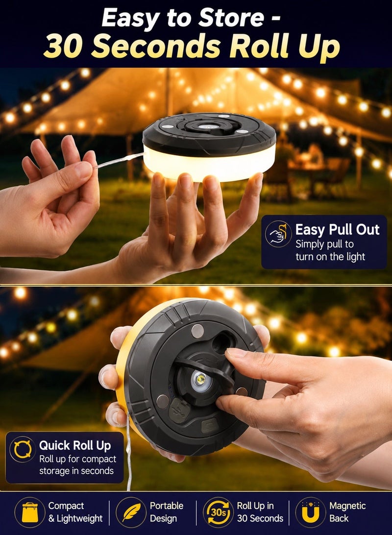QLIGHT Camping String Lights, 4 in 1 Outdoor Camping Lantern with 8 Lighting Modes(32.8Ft), Quick 30s Recovery, Waterproof, Type-C Fast Charging, Portable Camping Lights for Camping/Yard/Hiking - Image 5