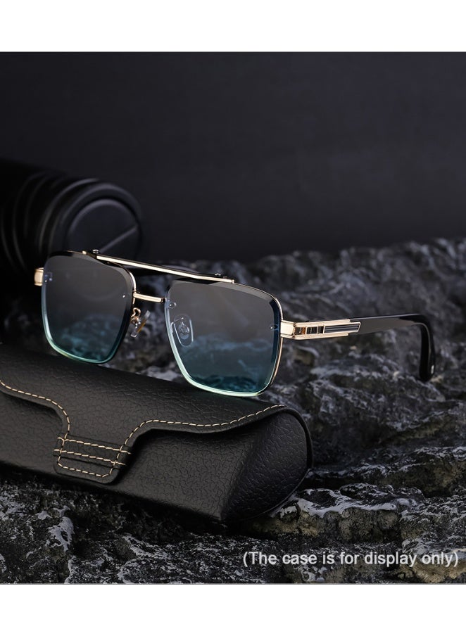 Men's Full Rim Square Sunglasses Metal Temples UV400 Protection for Driving & Outdoor - Image 1