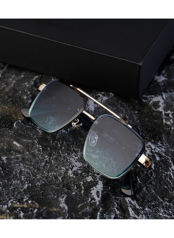 Men's Full Rim Square Sunglasses Metal Temples UV400 Protection for Driving & Outdoor - Image 2
