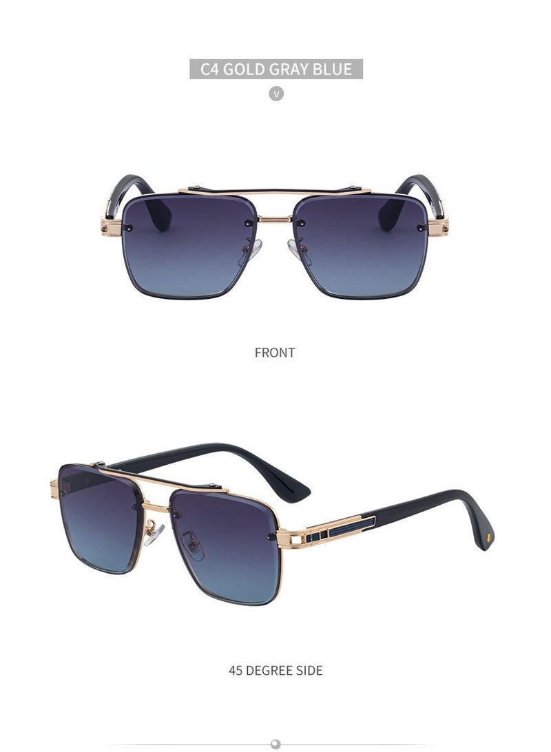 Men's Full Rim Square Sunglasses Metal Temples UV400 Protection for Driving & Outdoor - Image 4