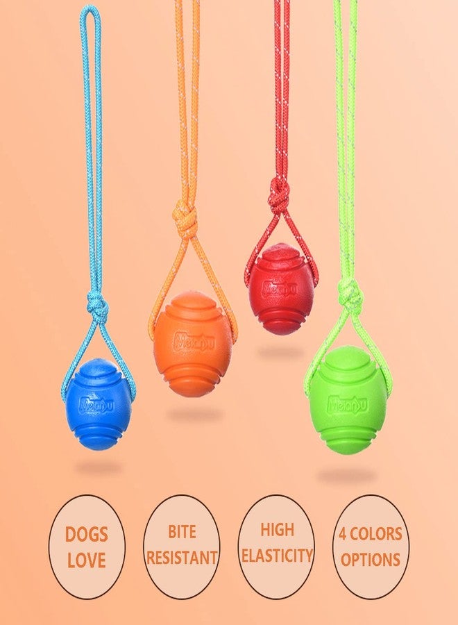 Vitalili Dog Training Ball on A Rope Rubber Dog Rope Toys Ball with Handle for Tug of War K9 Training Rewards for Belgian Malinois Gifts, 5cm in Diameter for Small Dogs 0-30 Lbs, Pack of 4 - Image 3