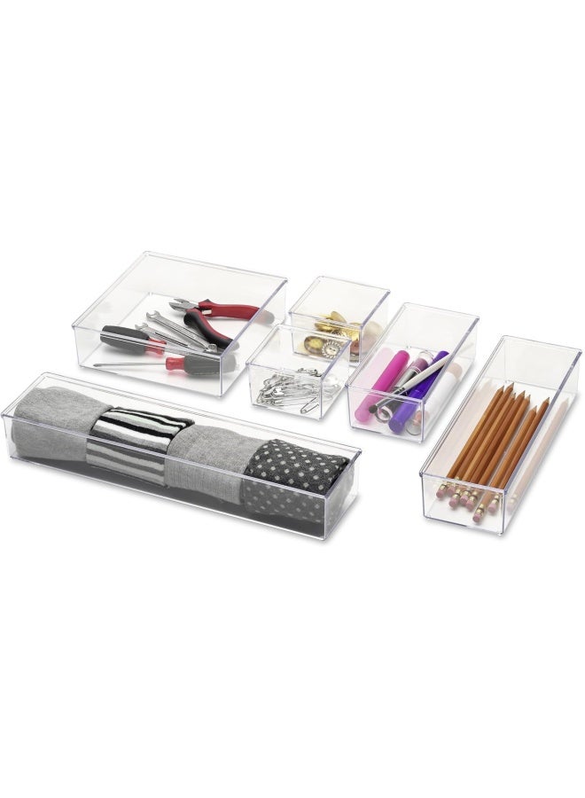 Whitmor Clear Drawer Organizers Set 6 Pieces - Image 2