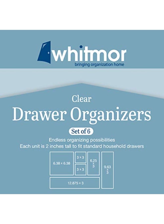 Whitmor Clear Drawer Organizers Set 6 Pieces - Image 4