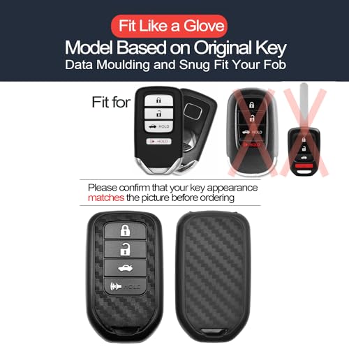INFIPAR 2pcs Compatible with Honda Accord Civic CR-V HR-V Pilot CR-Z Fit Ridgeline Crosstour Odyssey Insight Carbon Fiber Looks Key Fob Cover Case Key Chain Protector Keyless Remote Holder - Image 2