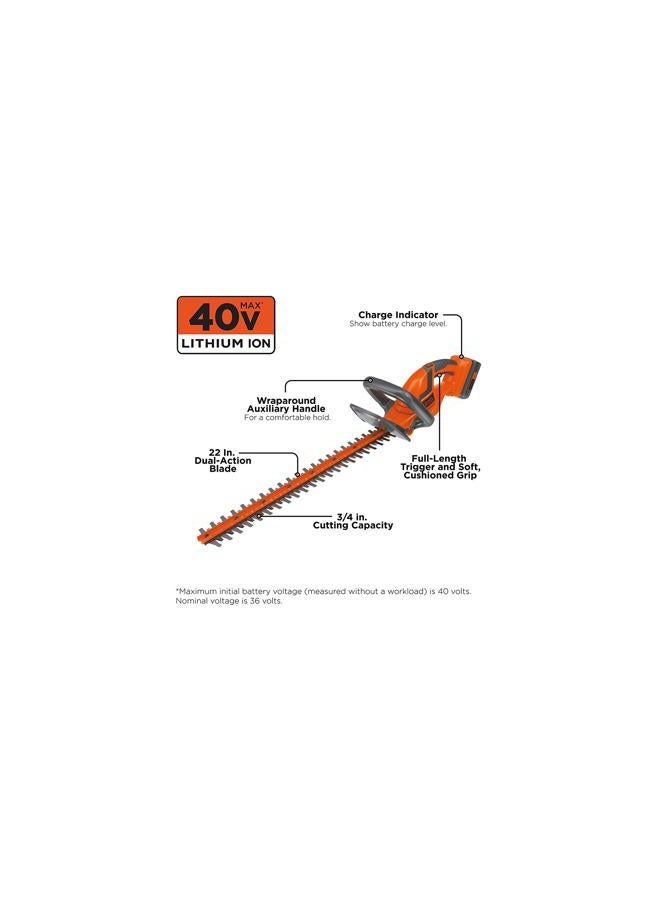 BLACK+DECKER 40V MAX Hedge Trimmer, 22IN (LHT2240C) - Image 2