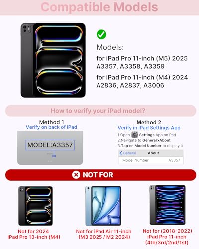 typecase حافظة لوحة مفاتيح تعمل باللمس من نوع تايب كيس لجهاز iPad Pro 11 بوصة M5M4 20252024 لوحة مفاتيح لاسلكية مع إضاءة خلفية بـ 11 لون وحافظة واقية قابلة للدوران 360 درجة مع حامل قلم رصاص ولوحة تتبع متعددة اللمس باللون الوردي الفاتح - Image 3