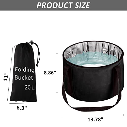 JSVSLTD Foot Bath Basin 20L Collapsible Bucket, Portable Foot Soak Tub Feet Soaking Bucket for Outdoor Travel, Camping, Fishing(Black) - Image 2
