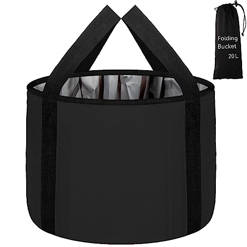 JSVSLTD Foot Bath Basin 20L Collapsible Bucket, Portable Foot Soak Tub Feet Soaking Bucket for Outdoor Travel, Camping, Fishing(Black) - Image 1