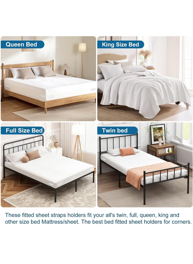Upgrade Bed Lock Sheet Holders for Corners, 4Pcs Fitted Sheet Holders Keep Sheets Firm & Tight, Durable Heavy Duty Bed Sheet Clips, Fit All Mattress Easy Install - Image 4