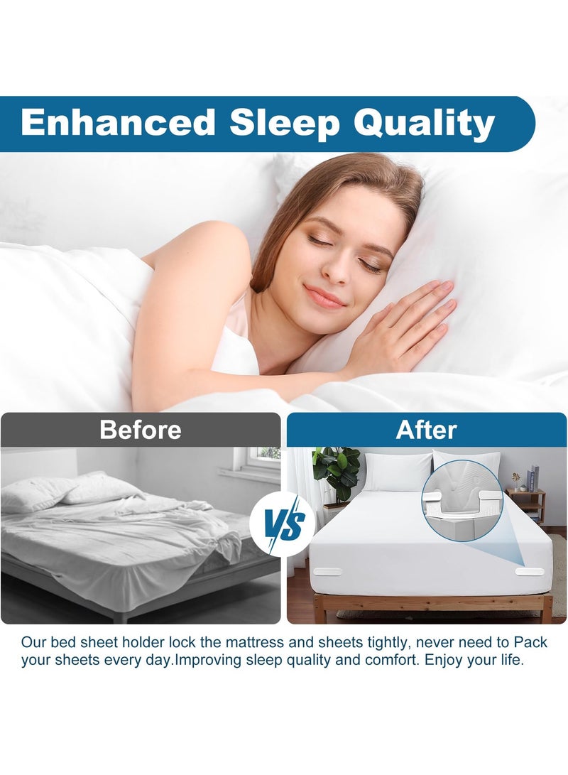 Upgrade Bed Lock Sheet Holders for Corners, 4Pcs Fitted Sheet Holders Keep Sheets Firm & Tight, Durable Heavy Duty Bed Sheet Clips, Fit All Mattress Easy Install - Image 5