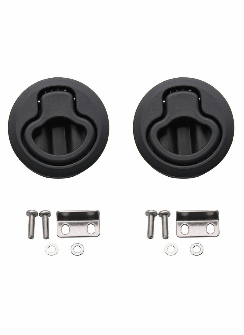 Y&D Slam Latch Hatch Round Pull Black Plastic Nylon for RV Boat Marine Deck 1/2'' Door Cabinet Hardware Pack of 2  - Image 1