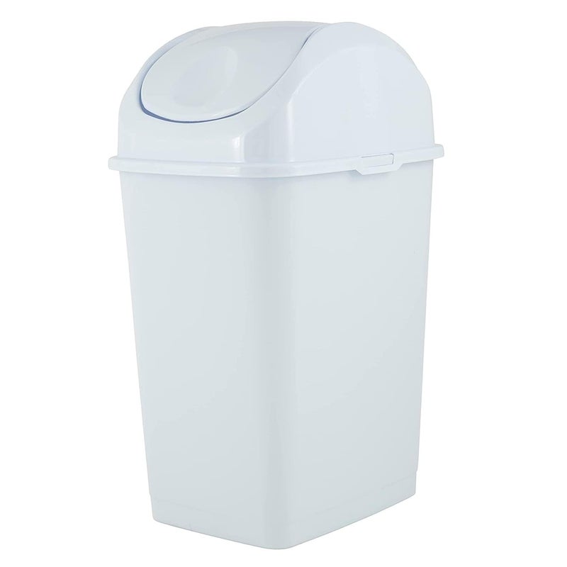 Superio Mini Desktop Trash Can with Swing Top Lid Portable Plastic Garbage Can for Countertop, Desktop, Make up Vanity, Bathroom, Car, Under Sink, Dorm, Compact Waste Bin 5 L, 1.25 Gal. (White) - Image 1