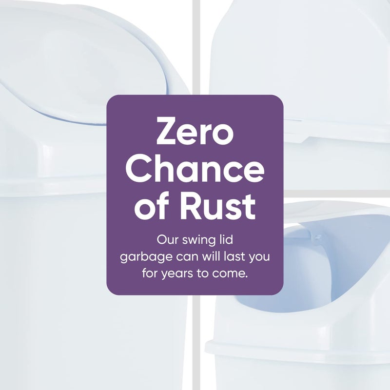 Superio Mini Desktop Trash Can with Swing Top Lid Portable Plastic Garbage Can for Countertop, Desktop, Make up Vanity, Bathroom, Car, Under Sink, Dorm, Compact Waste Bin 5 L, 1.25 Gal. (White) - Image 4