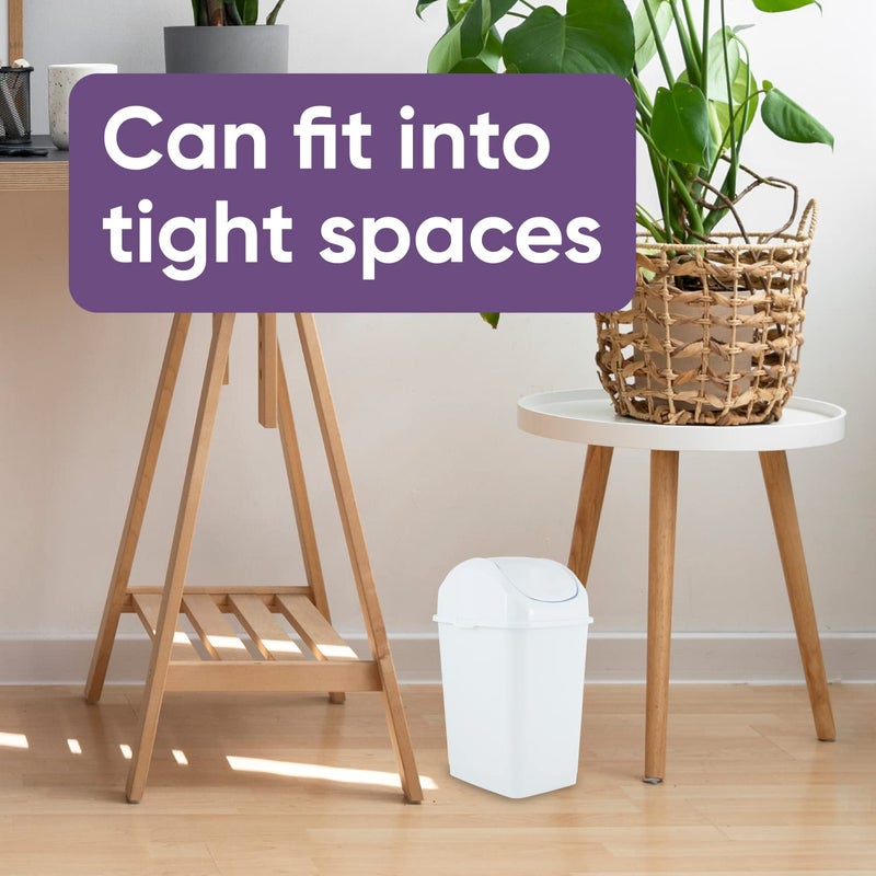 Superio Mini Desktop Trash Can with Swing Top Lid Portable Plastic Garbage Can for Countertop, Desktop, Make up Vanity, Bathroom, Car, Under Sink, Dorm, Compact Waste Bin 5 L, 1.25 Gal. (White) - Image 3