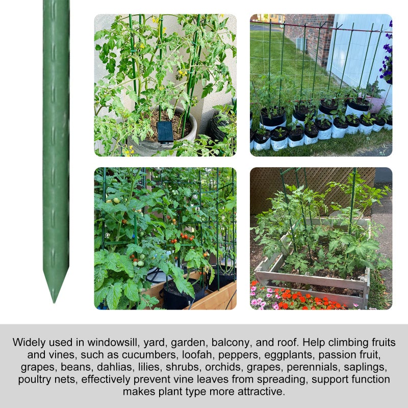 Garmeinea Garden Stakes 57 Inches Plastic Coated Steel Plant Stakes for Growing Climbing Plants, Pack of 25 - Image 3
