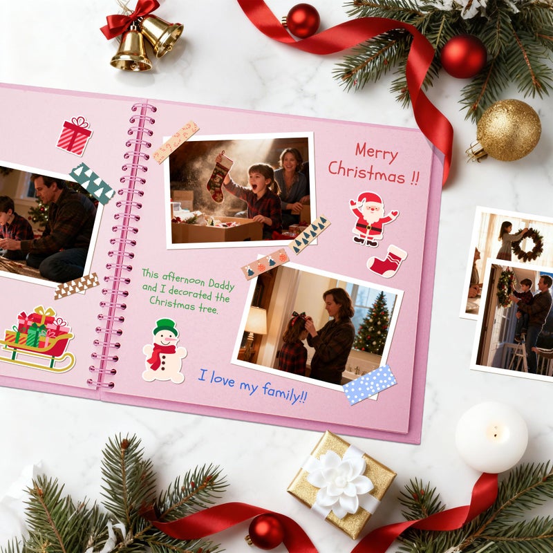 Remowith 7X7 Inch DIY Scrapbook Photo Album, Kraft Blank Paper Scrap Book 40 Pages Memory Book for Wedding Family, Pink - Image 2