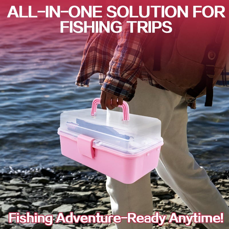 mouhike 3-Layer Pink Fishing Tackle Box with Tackle Included, Fishing Tools Kit Includes Pliers Fish Lip Gripper Scale Crankbait Spinnerbaits Soft Baits Hooks, Ideal Gift for Angler Saltwater Freshwater - Image 2
