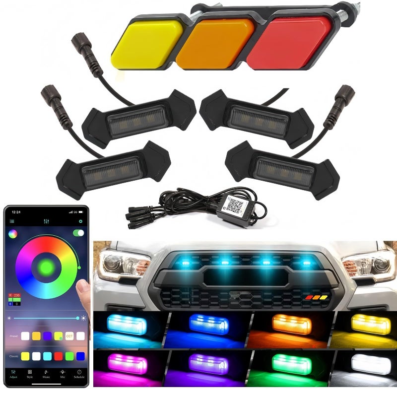 BreTrewri RGB Led Grill Lights Fit for Toyota Tacoma 20152023 TRDPro or Aftermarket TRDpro Grills Grille Tacoma Lights1pcs Emblem RGB Tacoma Led1pc Emblem - Image 2