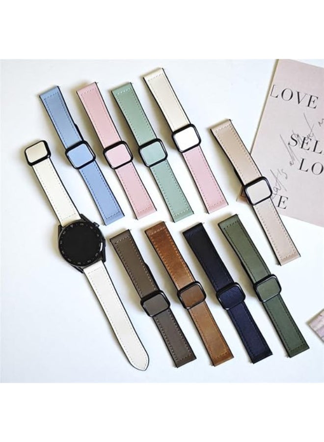 Premium 22mm Genuine Leather Watch Band – Magnetic Clasp Replacement Strap for Samsung Galaxy Watch, Huawei, Amazfit & Compatible 22mm Smartwatches (Green) - Image 4