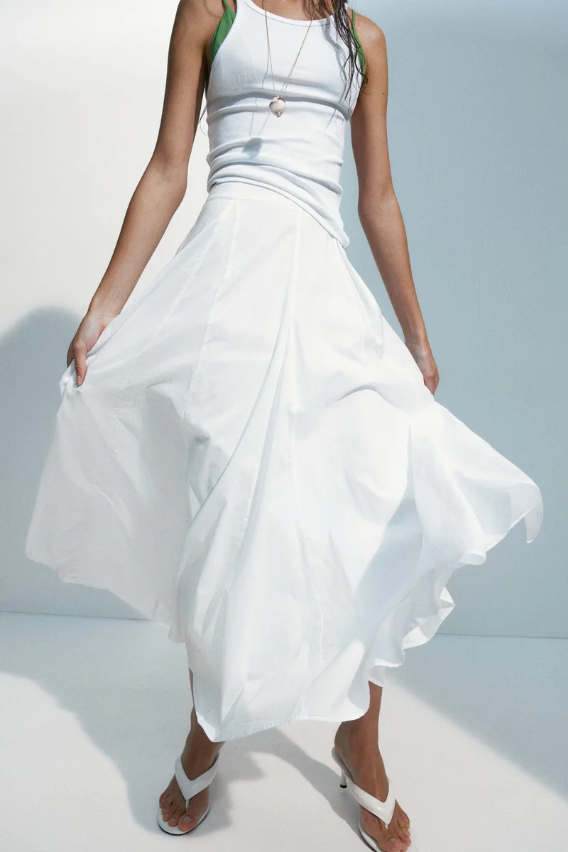 H&M Pleated cotton skirt