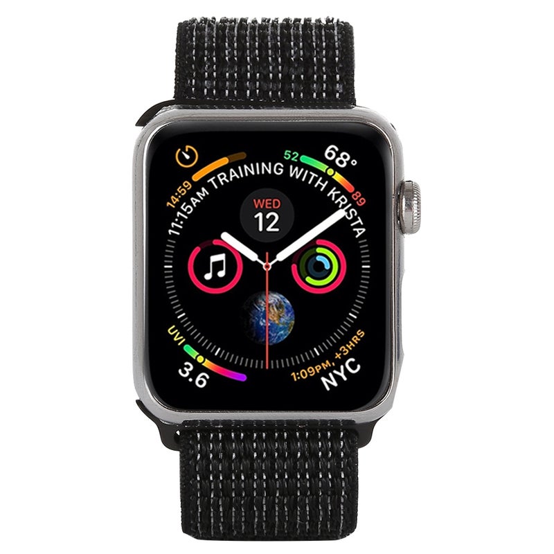 إيروريكس لساعة Apple Watch 42 مم / 41 مم / 40 مم / 38 مم سوار ساعة نايلون بسيط وأنيق مع عصا سحرية (أسود داكن) - Image 3