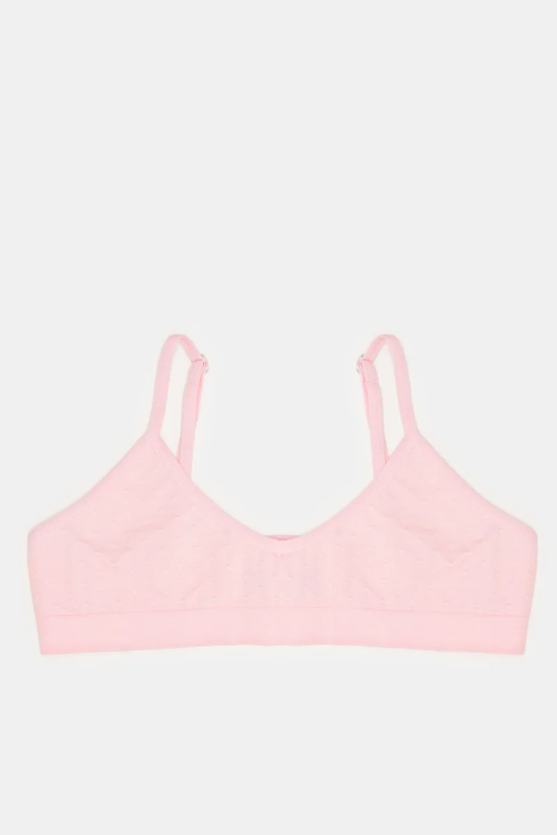 Redtag Senior Girls Pink And Purple Bra Set (2 Piece)