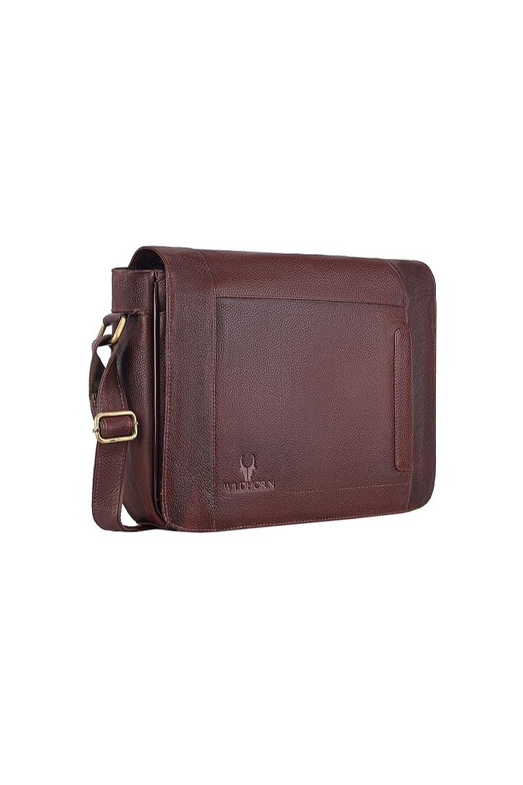 Wildhorn WildHorn Genuine Leather Laptop Messenger Bag | Office Bag with Padded Laptop Compartment & Adjustable Strap | Fits 14" Laptop | 1-Year Warranty - Image 1
