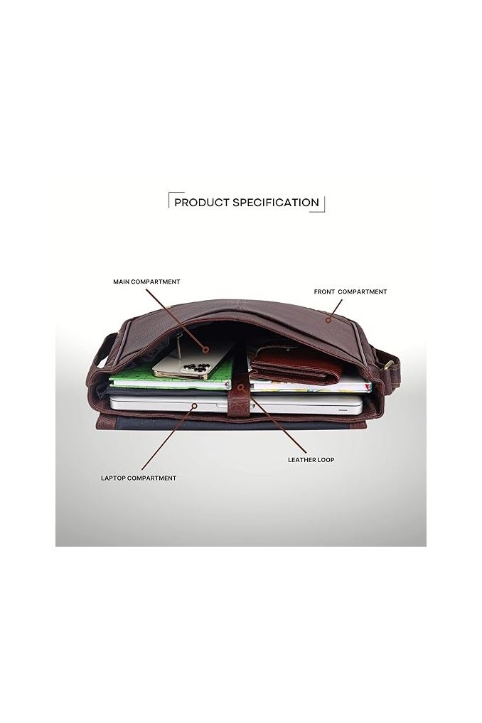 Wildhorn WildHorn Genuine Leather Laptop Messenger Bag | Office Bag with Padded Laptop Compartment & Adjustable Strap | Fits 14" Laptop | 1-Year Warranty - Image 3